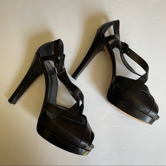 Stuart Weitzman Black Strap Platform High Heels - Picture 9 of 13
